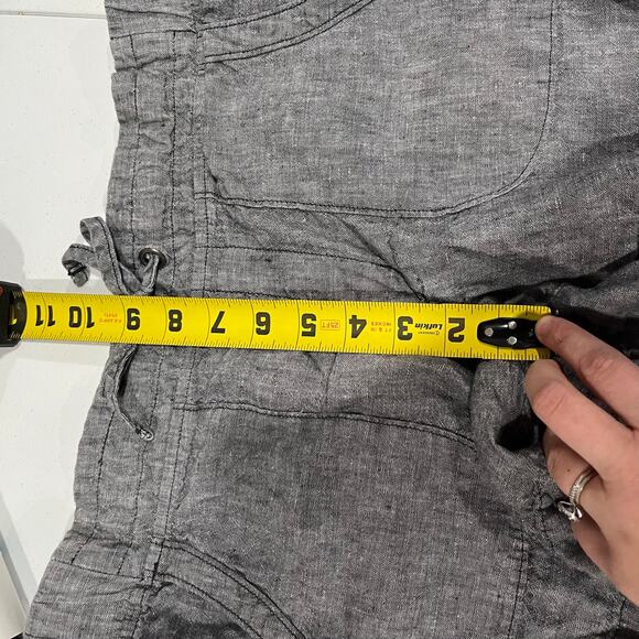 Athleta 100% Linen Mid Rise Flint Shorts Women's Size 8 Drawstring Gray 730262 - Picture 6 of 8